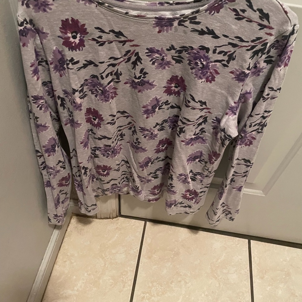 Floral Purple and Gray Women's Top